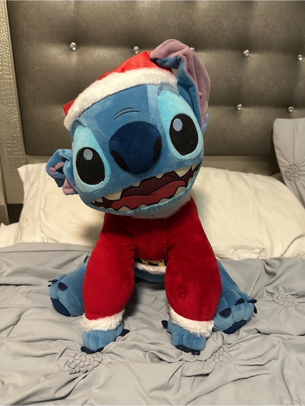 Disney Blue Stitch Plush in Red Holiday Outfit